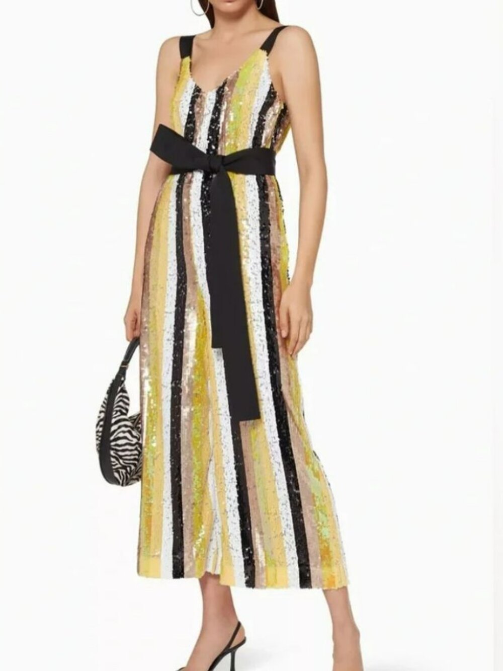 STAUD Puli Sequin Striped Jumpsuit in Buttercup